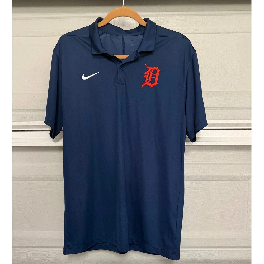 Detroit Tigers MLB Nike Dri-FIT Polo Shirt Mens Medium Navy sport luxe baseball